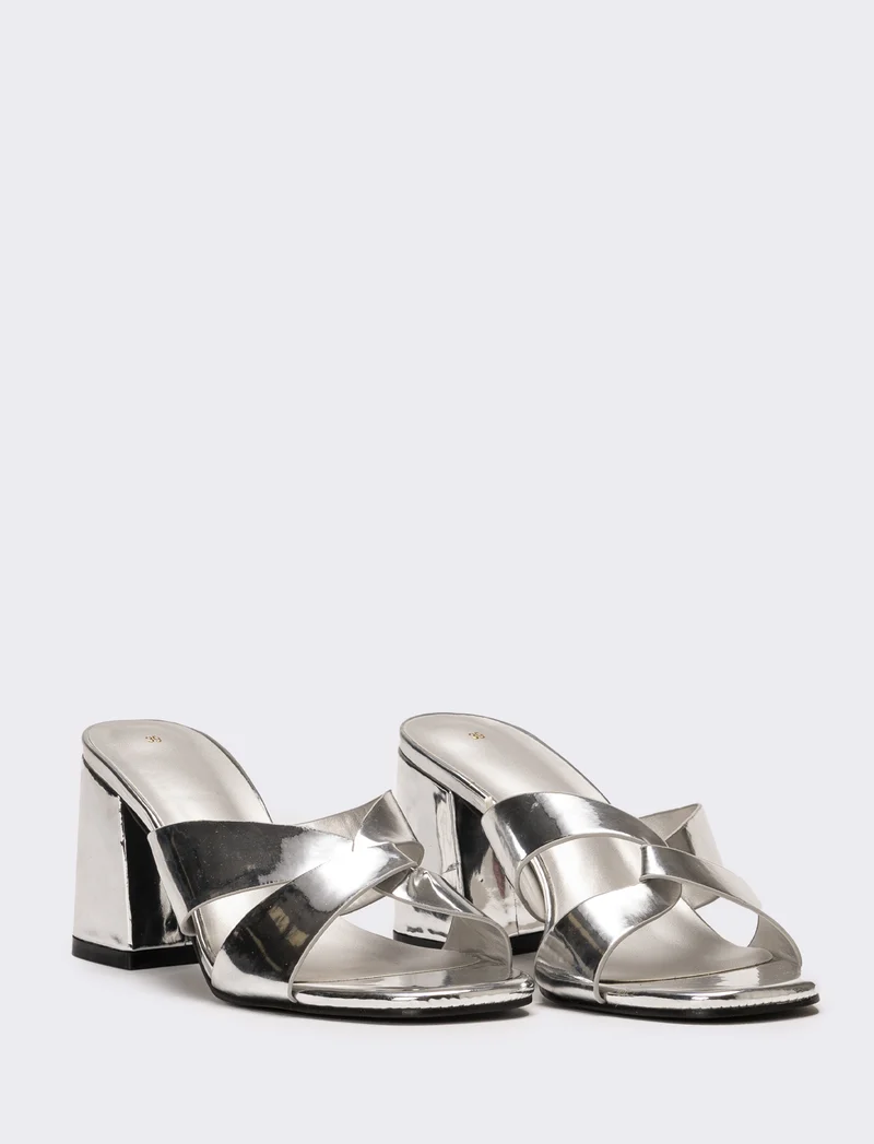Mule da donna metallizata - Argento