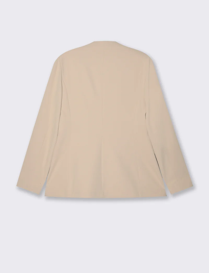 Giacca monopetto scollata senza bavaro - Beige