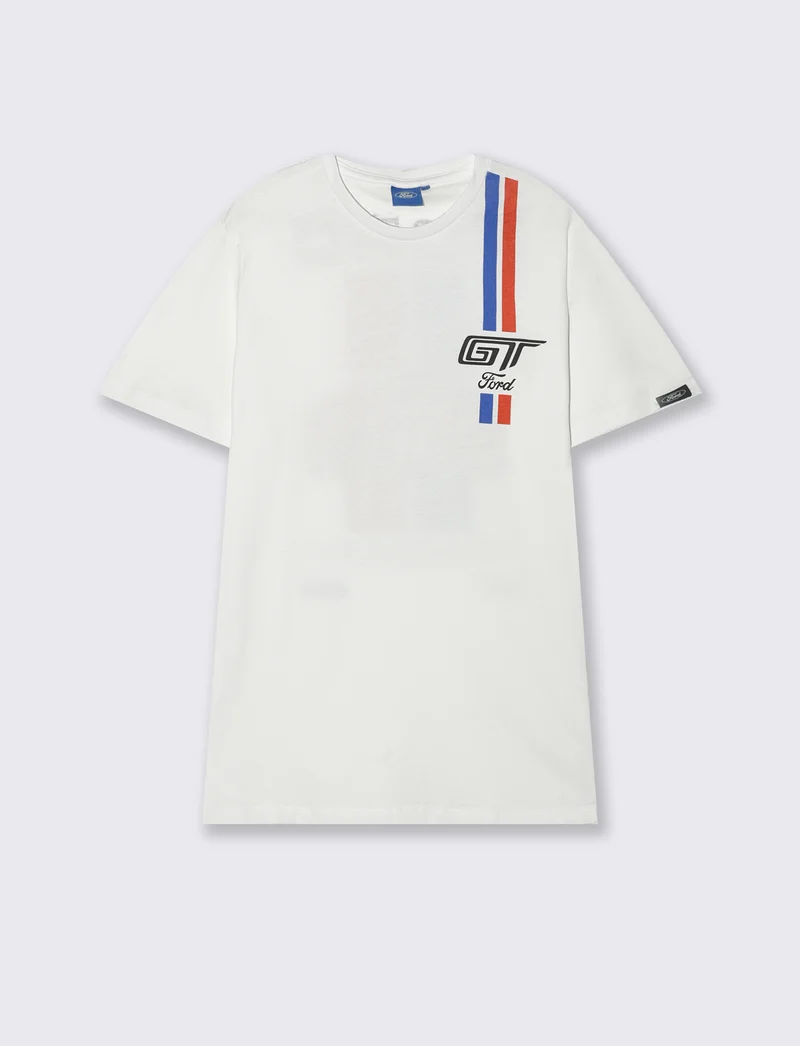 T-shirt stampa Ford GT/MUSTANG da uomo - Bianco