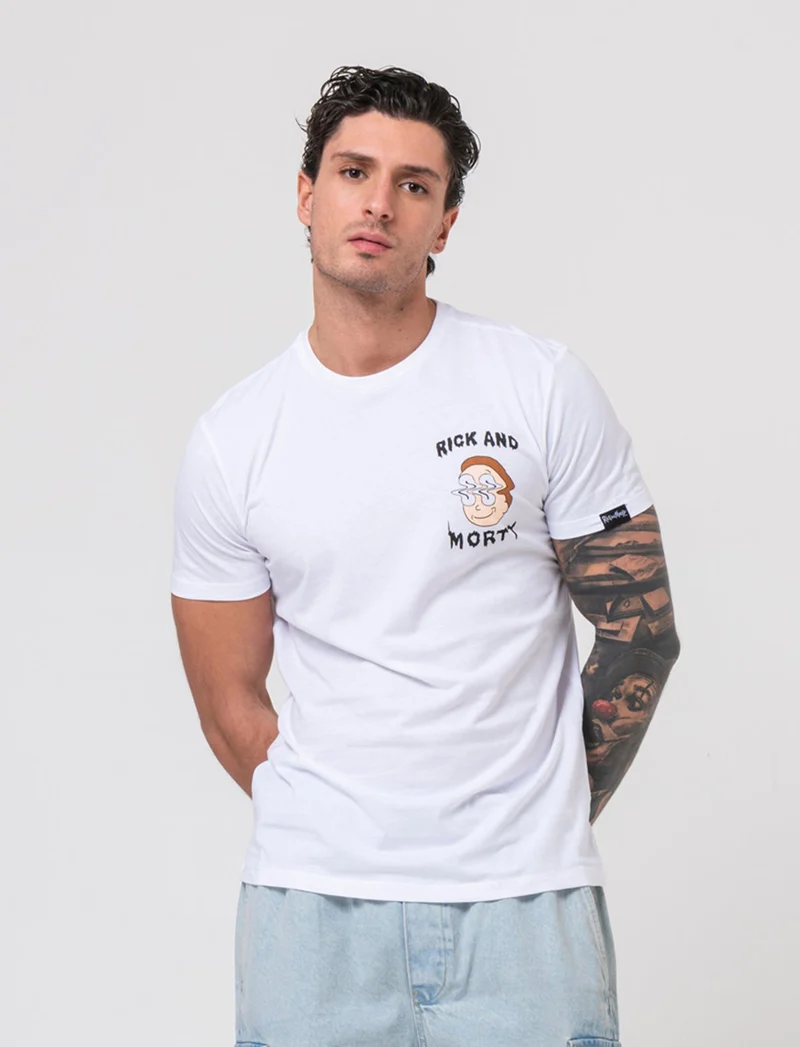 T-shirt stampa rick and morty da uomo - Bianco
