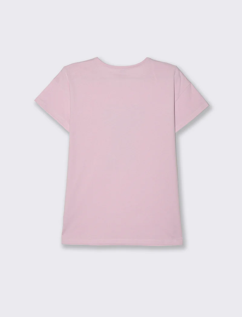 T-shirt con stampa e paillettes da donna - var 3