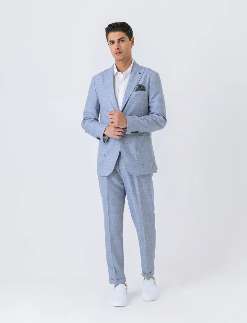 Blazer da completo formal fit da uomo - Celeste