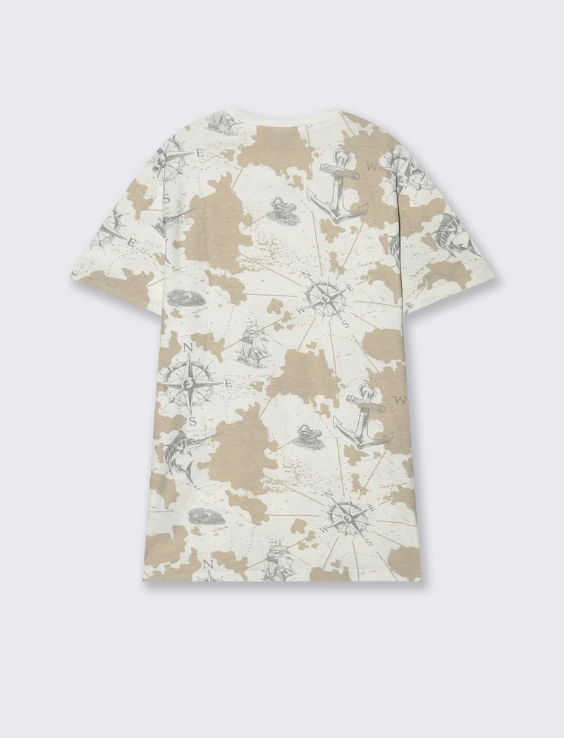 T-shirt in cotone con stampa all over da uomo - Bianco