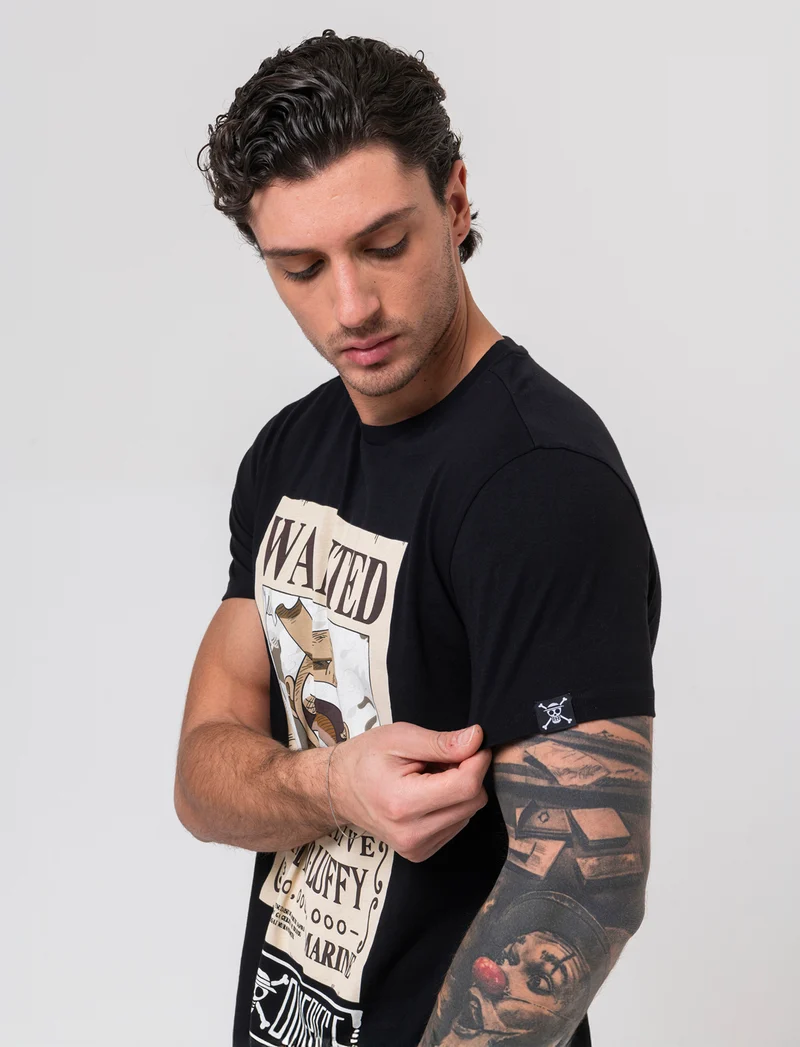 T-shirt con stampa One Piece da uomo - Nero