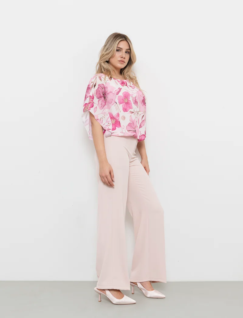 Pantalone palazzo con cintura - Rosa