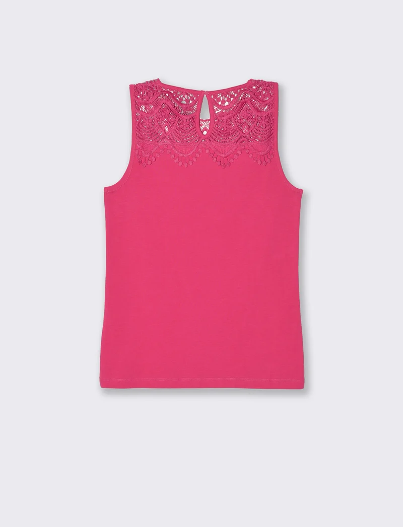 Top con pizzo da donna - Fuxia