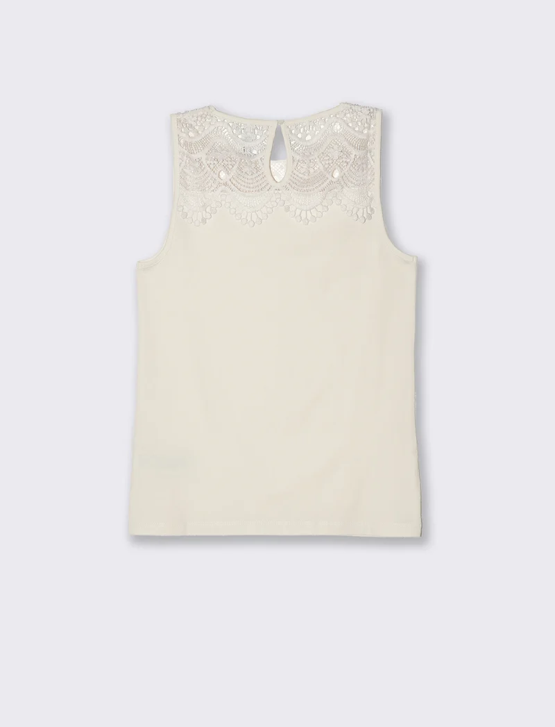 Top con pizzo da donna - Avorio