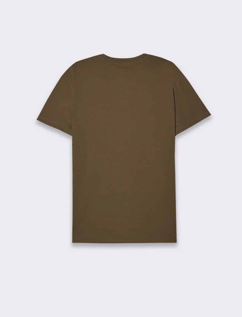 T-shirt in cotone premium con patch e stampina da uomo - Grigio fango