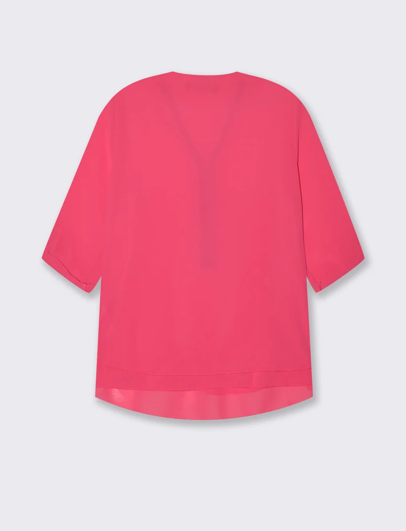 Casacca manica 3/4 con bottone e zip sul davanti. - Fuxia