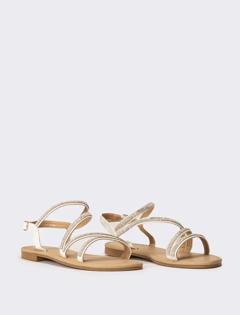 Sandalo da donna con strass - Bianco