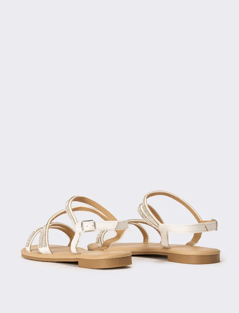 Sandalo da donna con strass - Bianco