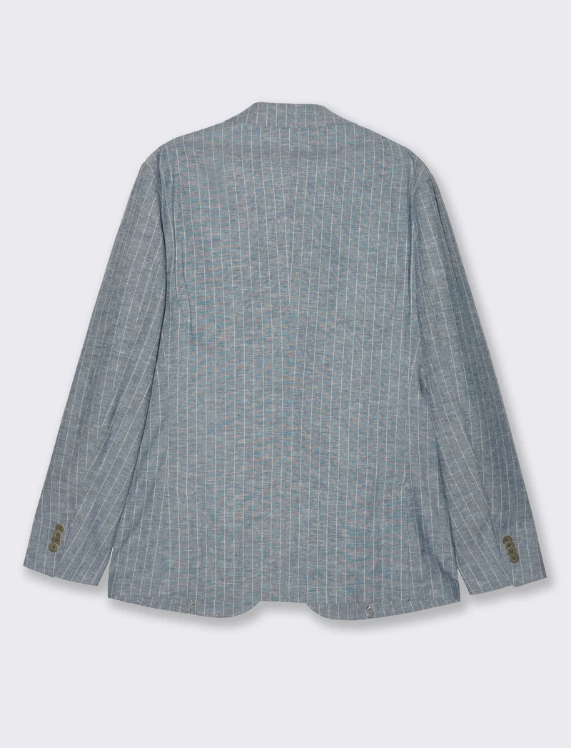 Blazer da completo tessuto linen blend da uomo - Blu