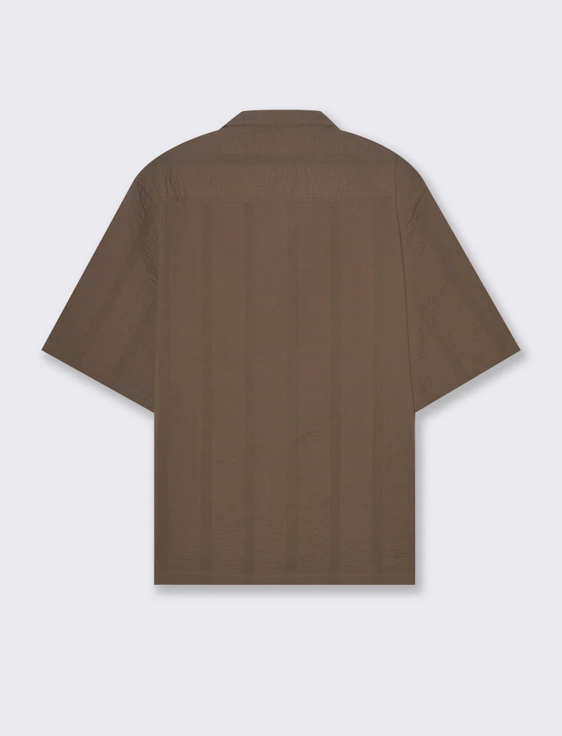 Camicia in tessuto ricamato da uomo - Grigio fango