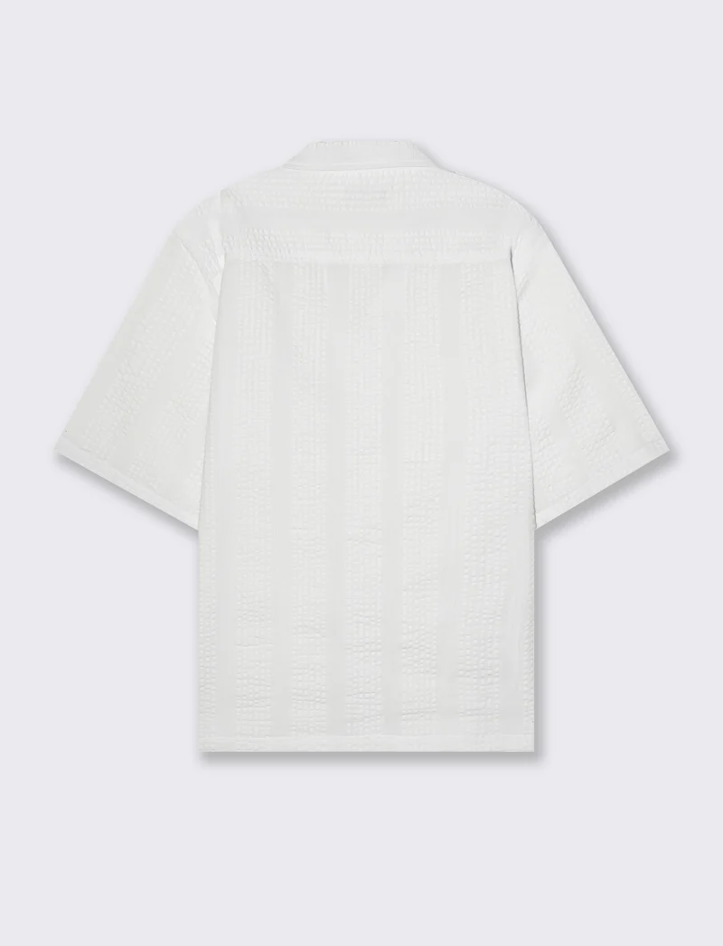 Camicia in tessuto ricamato da uomo - Bianco