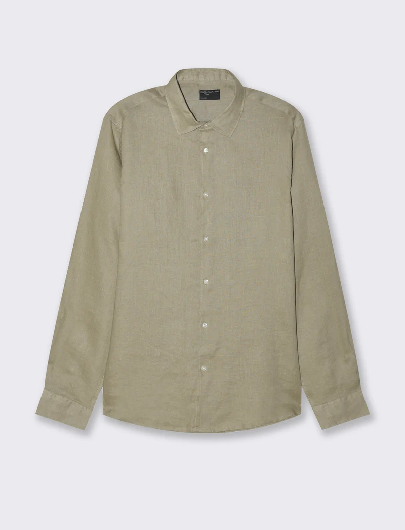 Camicia 100% lino da uomo - Verde salvia