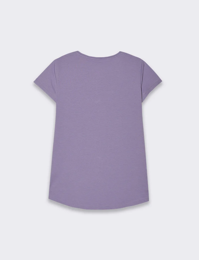 T-shirt con stampa da donna - Lilla pervinca
