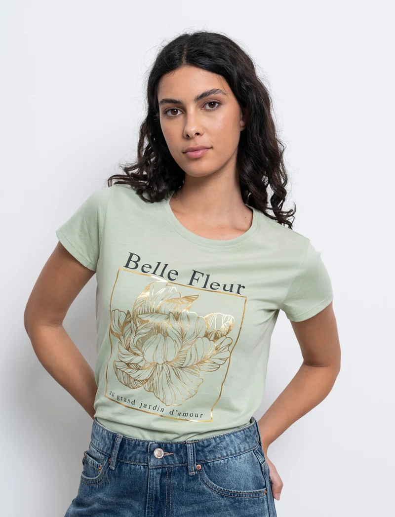 T-shirt con stampa da donna - Verdino