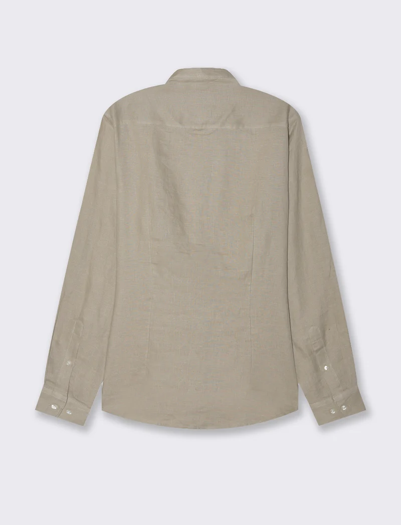 Camicia coreana 100% lino da uomo - Beige
