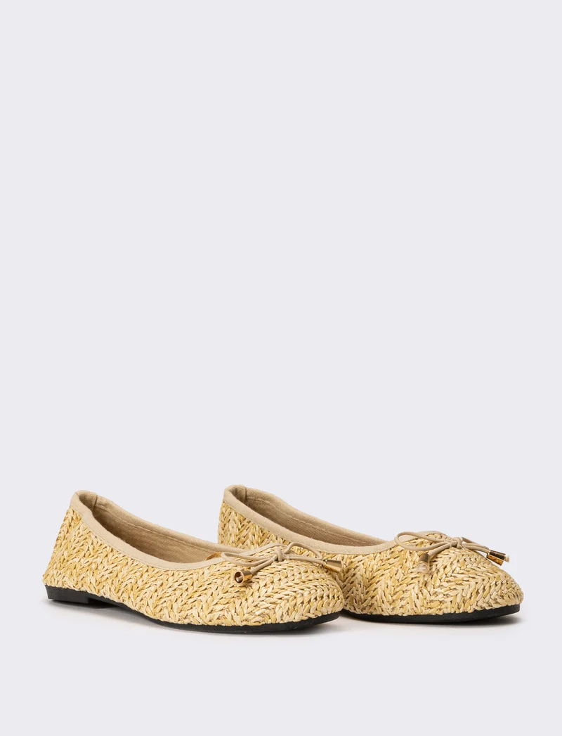 Ballerina da bambina in rafia - Beige