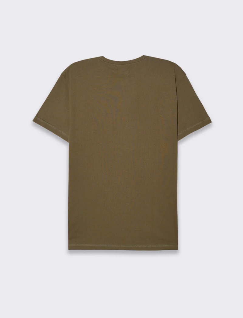 T-shirt con ricamo e taschino da uomo - Verde kaki
