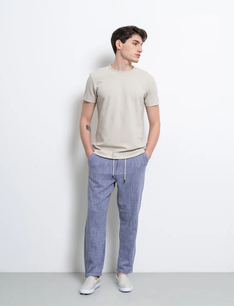 Pantaloni jogger tessuto strutturato da uomo - Blu melange