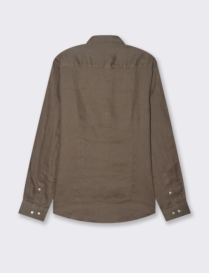 Camicia 100% lino da uomo - Grigio fango