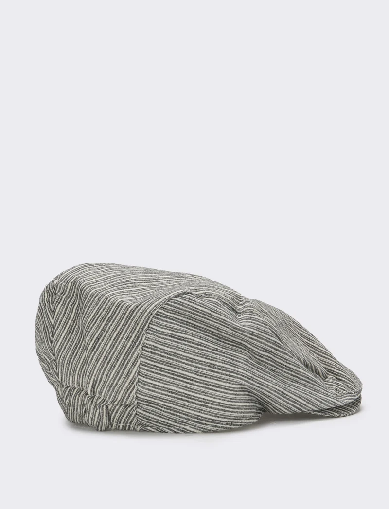Cappello uomo coppola righe piccole - Nero