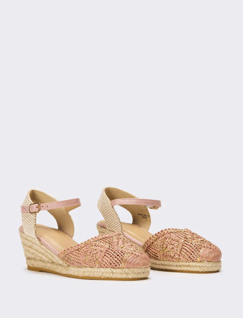 Sandalo Espadrillas in rafia da donna - Rosa