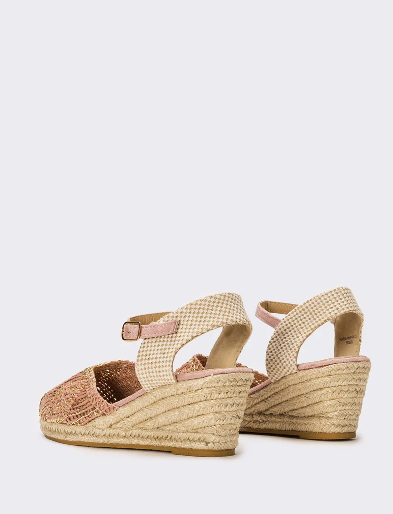 Sandalo Espadrillas in rafia da donna - Rosa