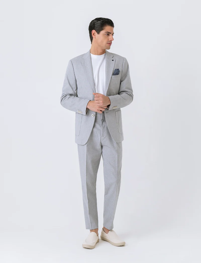 Pantaloni da completo struttura oxford da uomo - Beige ecru
