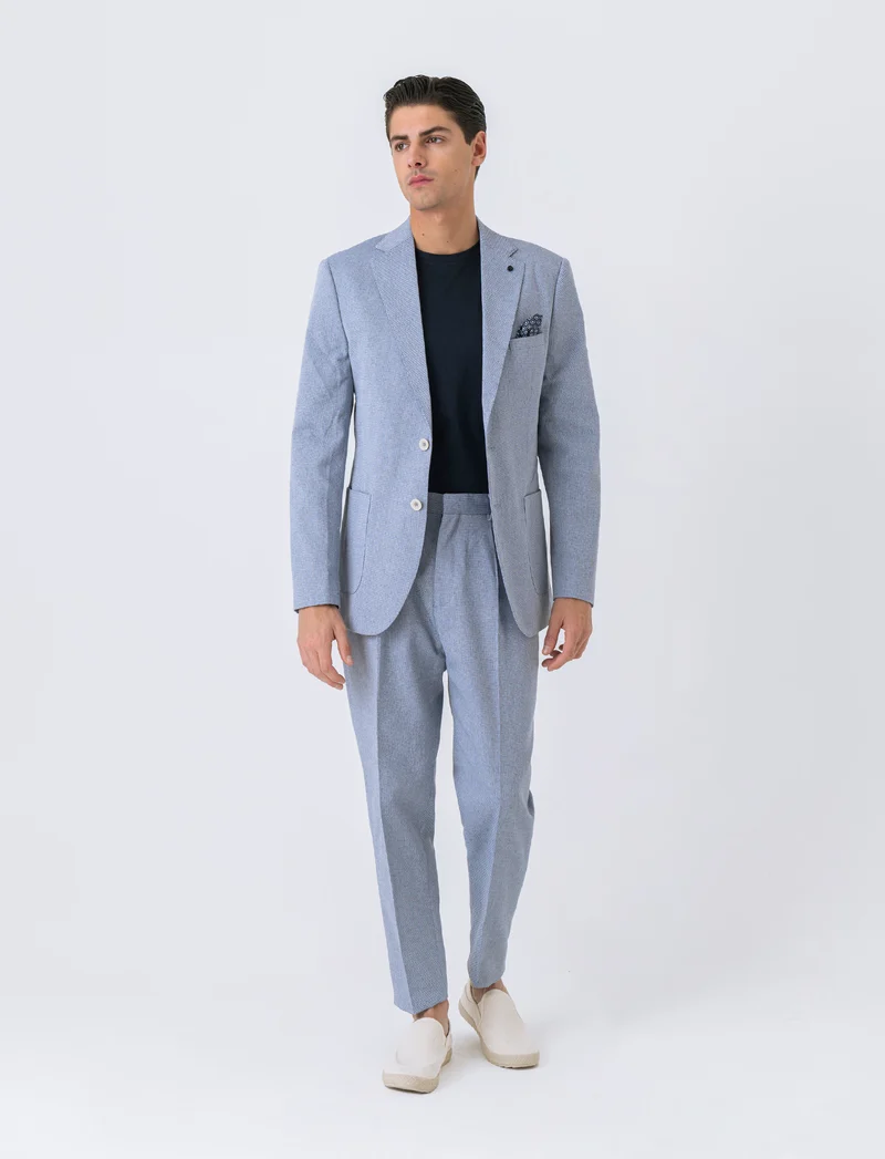 Pantaloni da completo struttura oxford da uomo - Celeste