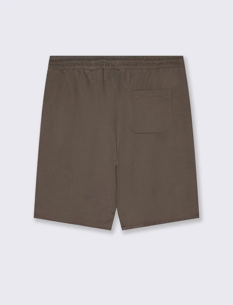Bermuda basic in felpa con vita jogger da uomo - Verde kaki