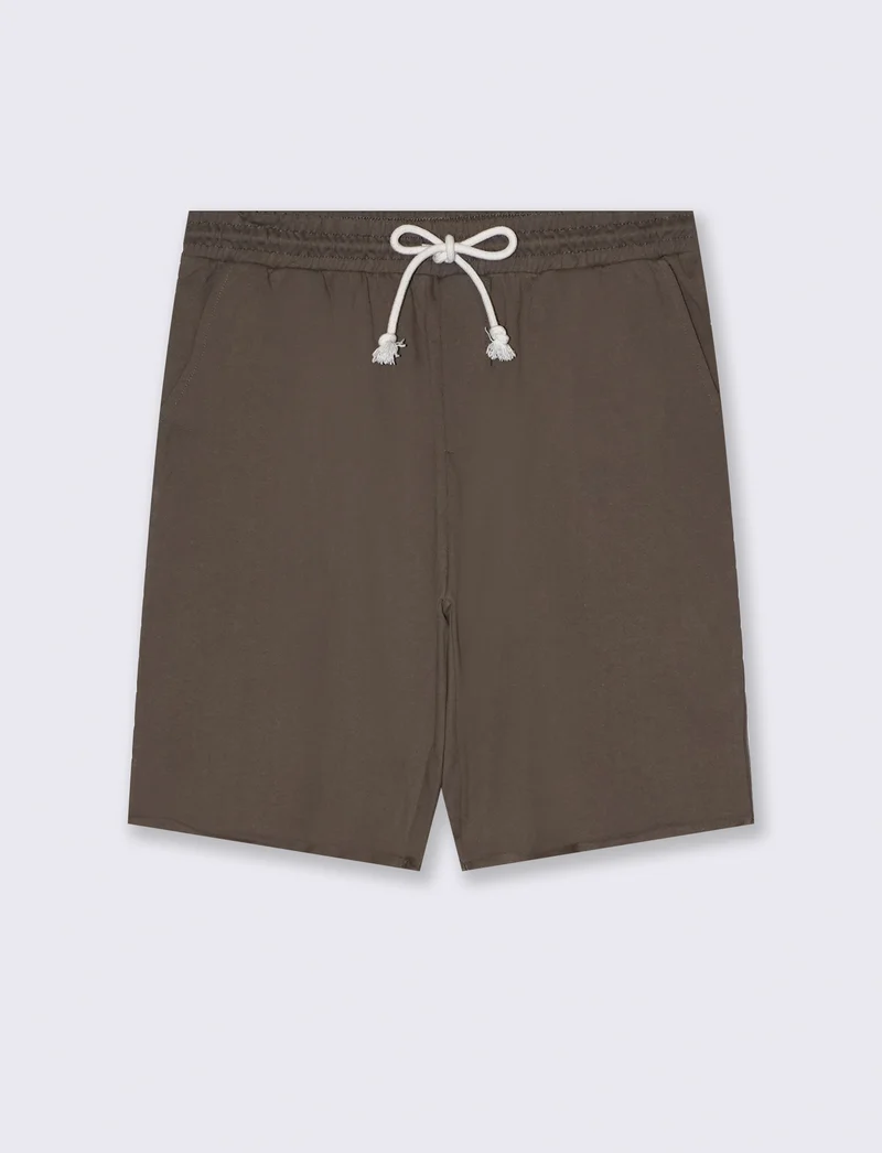Bermuda basic in felpa con vita jogger da uomo - Verde kaki