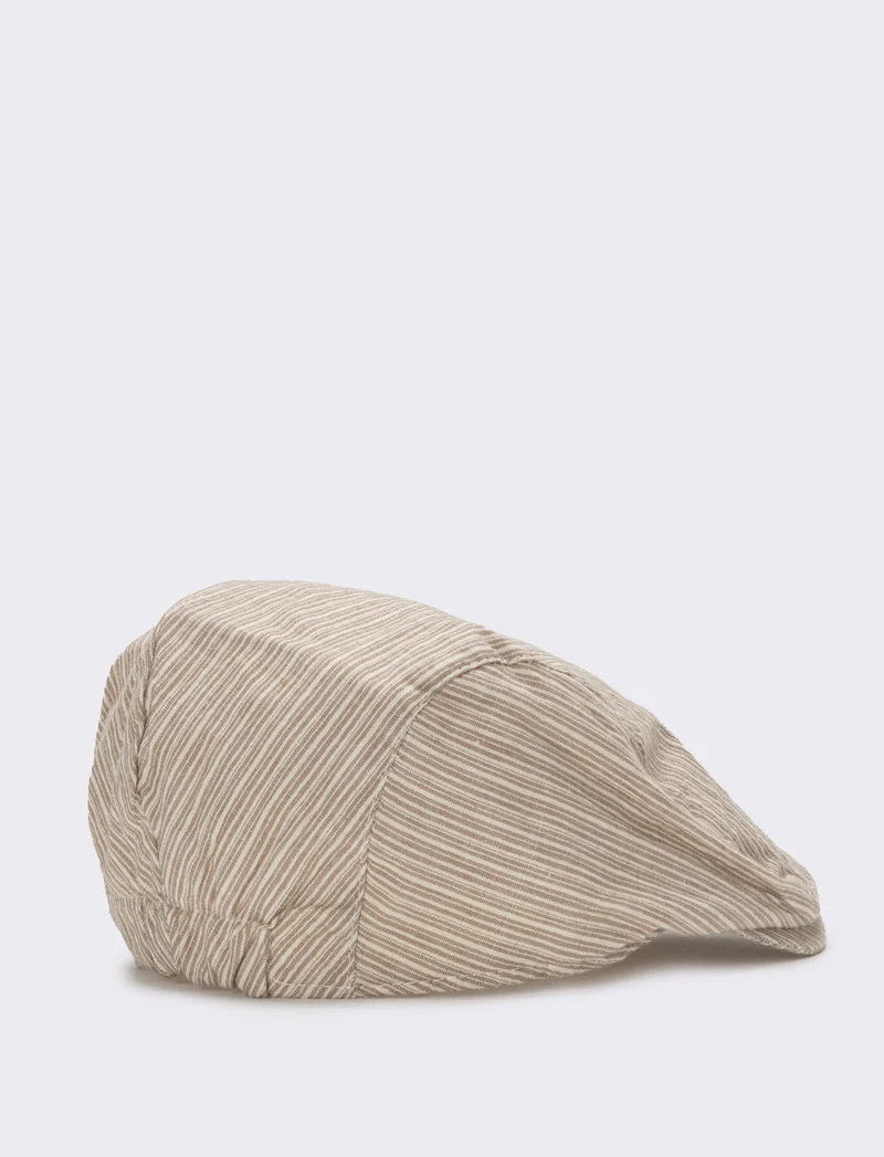 Cappello uomo coppola righe piccole - Beige