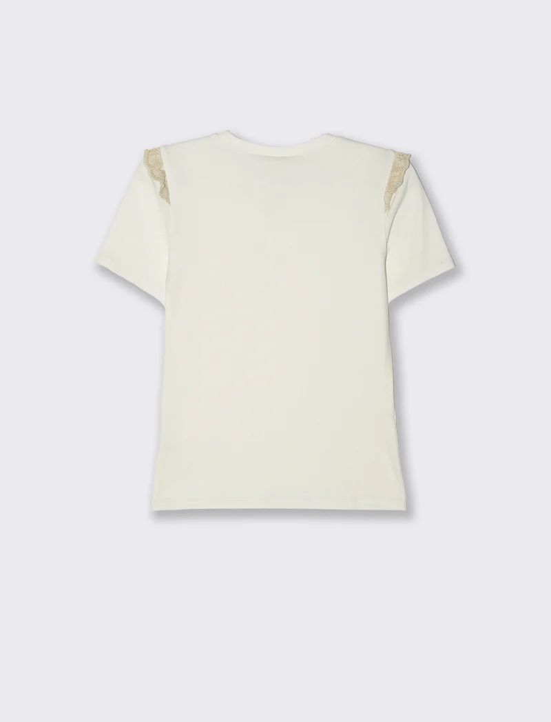 T-shirt con volant da donna - Bianco latte