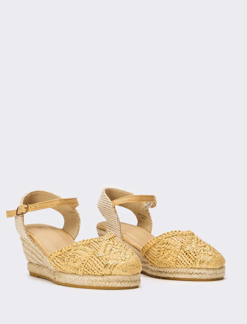 Sandalo Espadrillas in rafia da donna - Platino