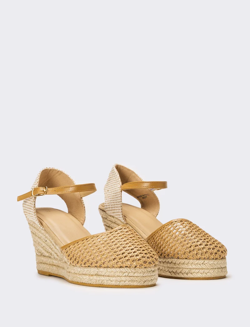 Sandalo Espadrillas in rete da donna - Cammello