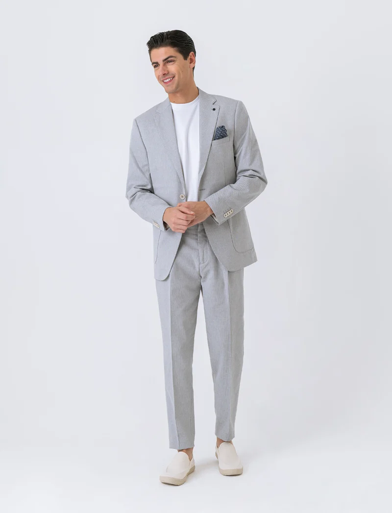 Blazer da completo struttura oxford da uomo - Beige ecru