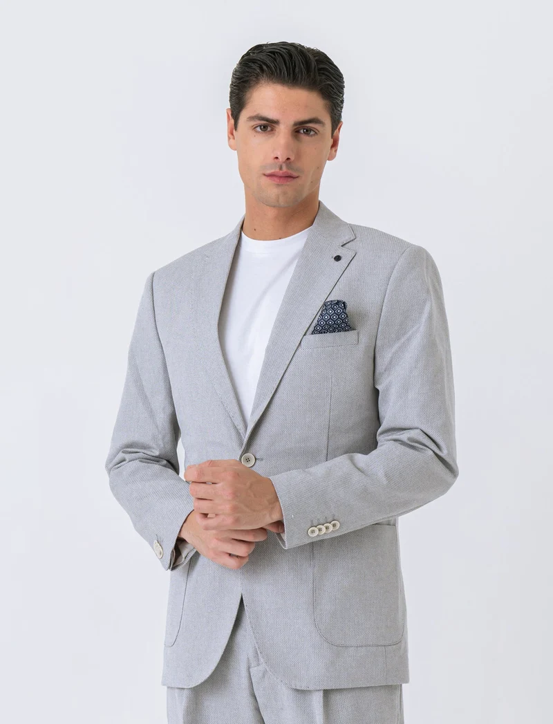 Blazer da completo struttura oxford da uomo - Beige ecru