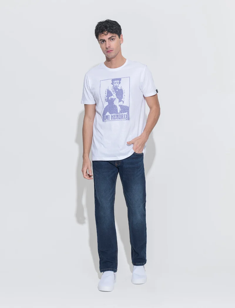 T-shirt stampa jimi hendrix da uomo - Bianco