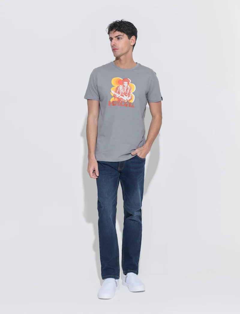 T-shirt stampa jimi hendrix da uomo - Grigio piombo