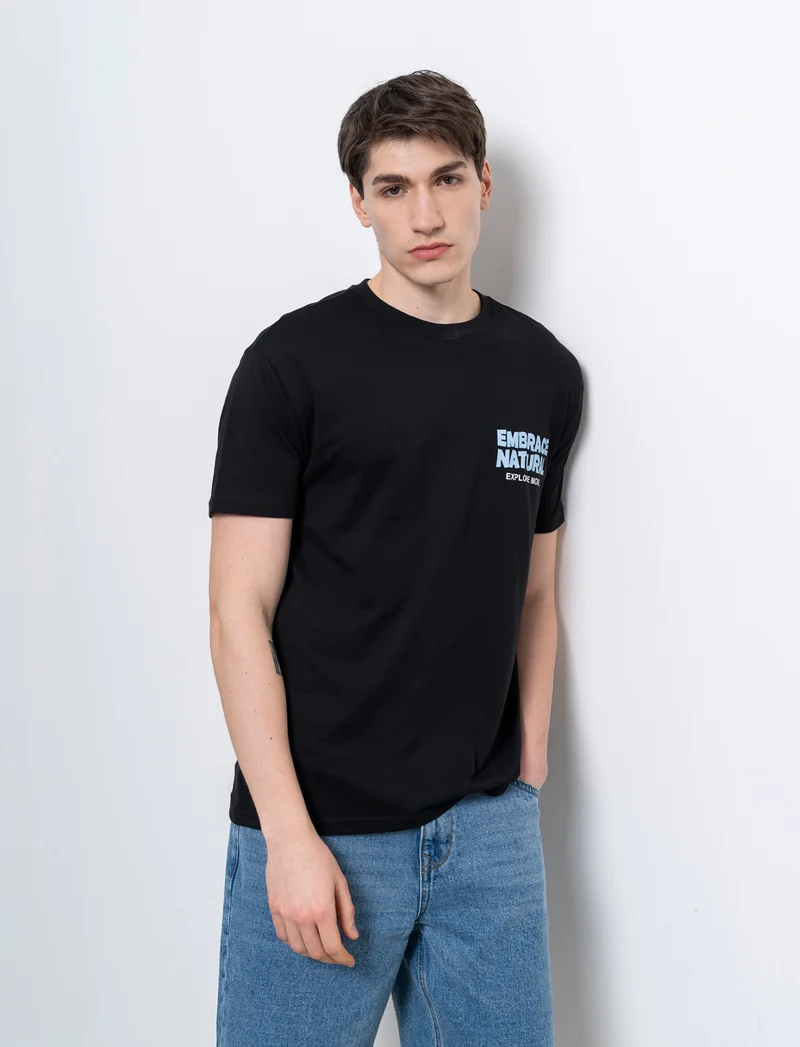 T-shirt loose fit in cotone con stampe da uomo - Nero