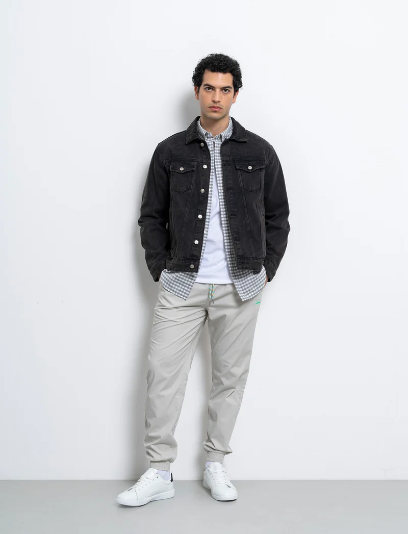 Pantaloni jogger in cotone da uomo - Grigio ghiaccio