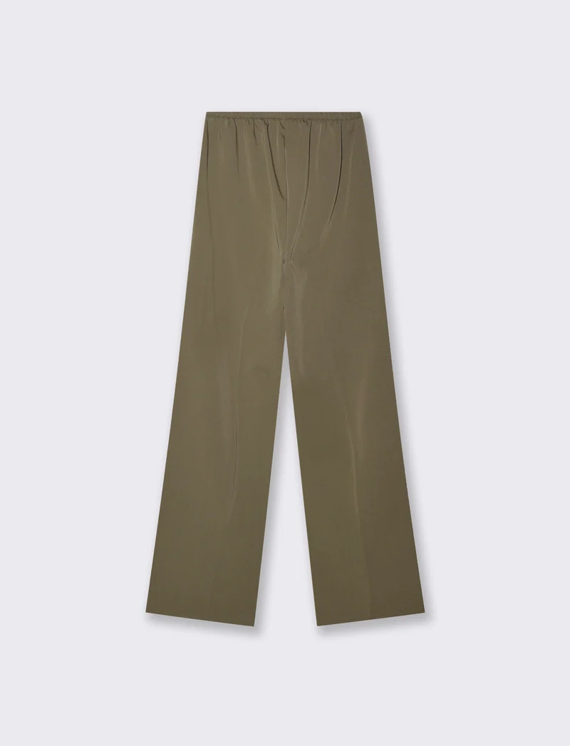 Pantalone palazzo con tessuto fluido - Verde