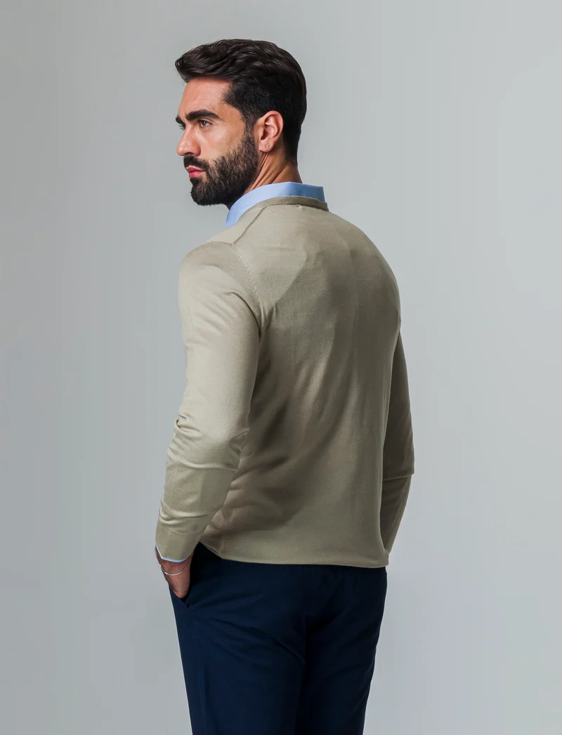 Maglia basic effetto cachemere da uomo - Verde salvia