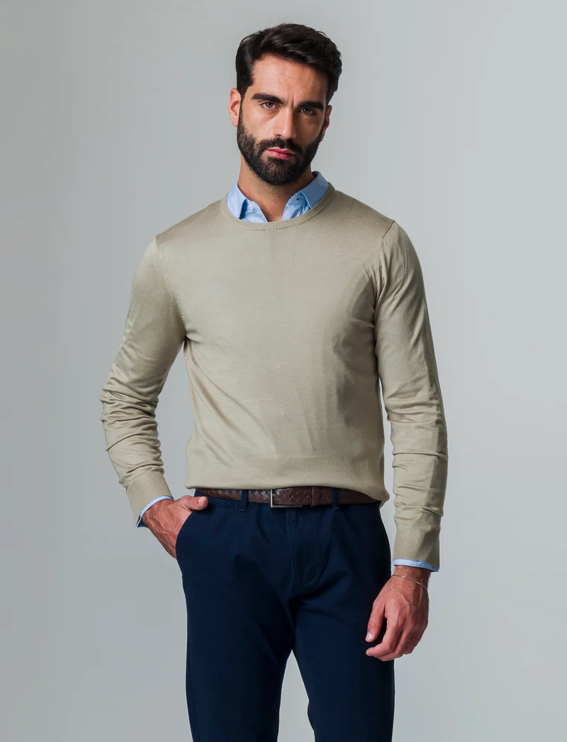 Maglia basic effetto cachemere da uomo - Verde salvia