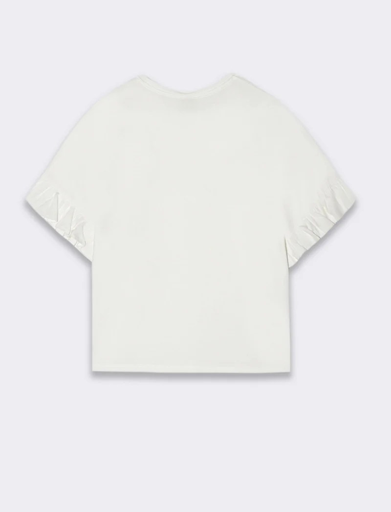 T-shirt con ruches da donna - Bianco latte