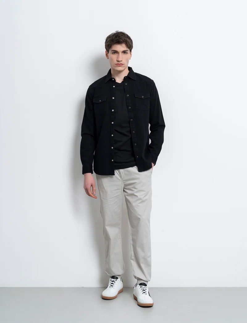 Pantaloni in cotone con vita jogger da uomo - Grigio ghiaccio