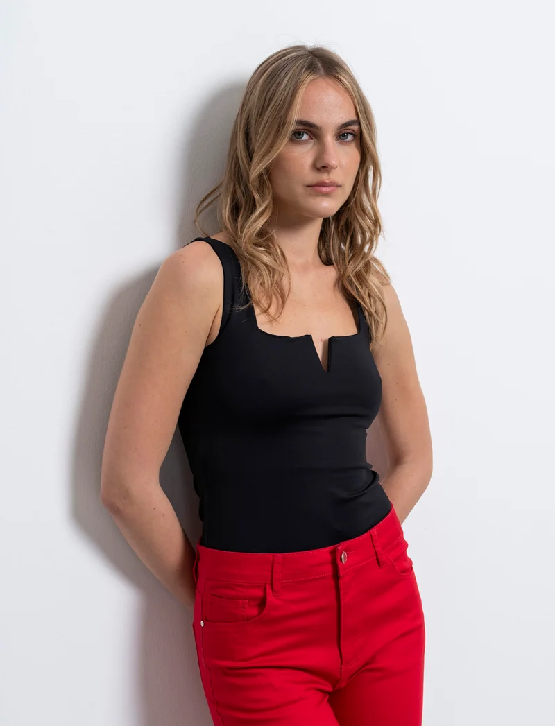 Top con spallina larga da donna - Nero