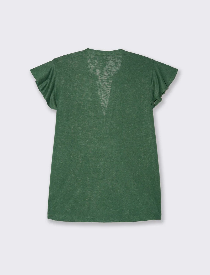T-shirt scollo a v da donna - Verde